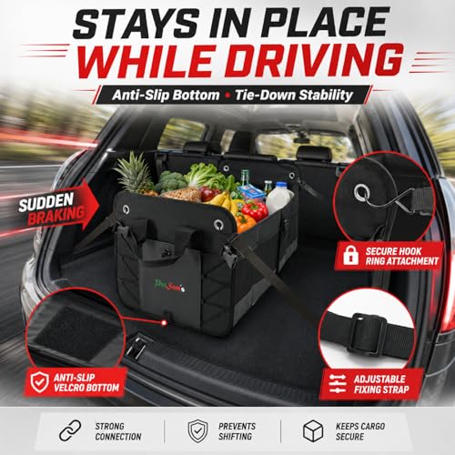 Car Trunk Organizer for SUV, 75L XL Collapsible Cargo Storage with Removable Dividers, Non-Slip Bottom, Tie-Down Straps, Heavy Duty 600D Oxford for Groceries, Tools & Car Accessories - view 5