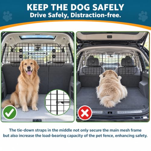 Dog Car Barrier for SUVs, Vehicles, Dividers, Adjustable Heavy-Duty Wire Pet Gate, Foldable Car Pet Barrier with Mesh Bag, Car Accessories Safety Travel, for Cargo Area 36.6" to 64.5" Width - view 5