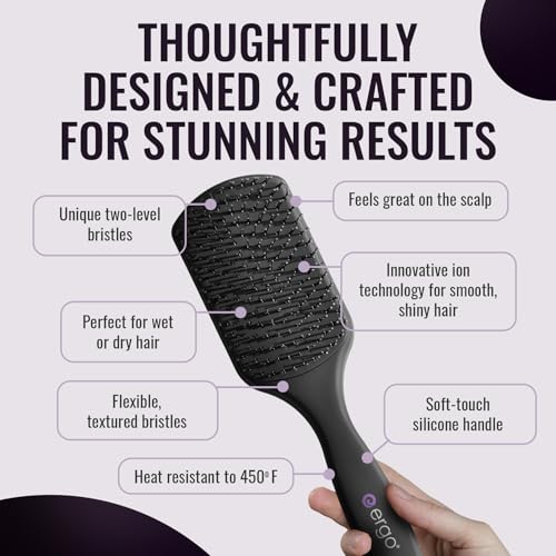 Super Gentle Mini Paddle Brush for Blow Drying - Hair Brushes for Women with Thick or Thin Hair - Dual Hairbrush for Women - Detangler Hair Brush - Gently Detangles Curly or Wet Hair - ERG750 - view 3