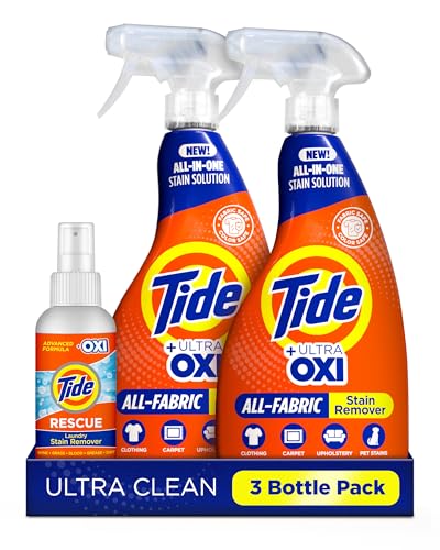 Laundry Stain Remover Spray with Oxi | Stain Remover for Clothes, Carpet, Upholstery, Pet Bedding | Stain Treater Spray for Tough Stains from Wine, Coffee, Grease | 22 Fl Oz (Pack of 2) & 3 Fl Oz