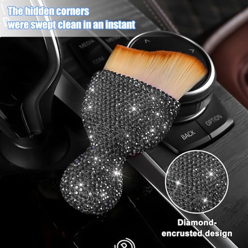 Rhinestone Car Detailing Brush with Soft Bristles, Transparent Gray - view 3