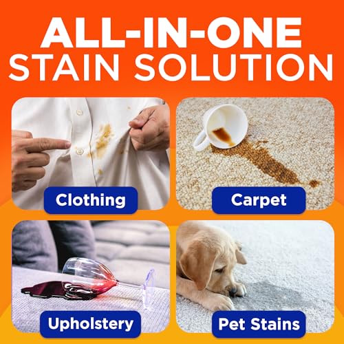 Laundry Stain Remover Spray with Oxi | Stain Remover for Clothes, Carpet, Upholstery, Pet Bedding | Stain Treater Spray for Tough Stains from Wine, Coffee, Grease | 22 Fl Oz (Pack of 2) & 3 Fl Oz - view 3