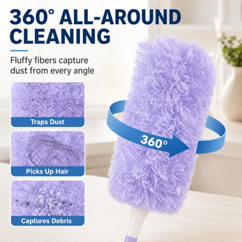 Duster Refills,Disposable Dusters for Cleaning,Heavy Duty Duster Refills, MultiSurface Dusting Wand,Dust Remover for Furniture,Blinds,Ceiling Fans&Home Cleaning Supplies (Purple, 25pcs) - view 4