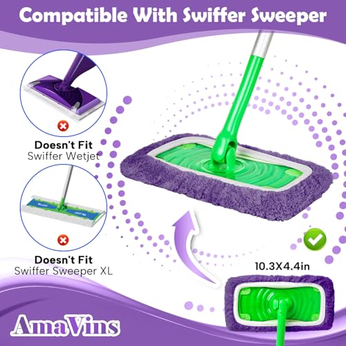 5 Pack Reusable Microfiber Mop Pads Compatible with Swiffer Sweeper Mop, Wet and Dry Flat mop Cover, Washable Mop Pads for Surface/Hardwood Floor Cleaning (Mop is Not Included) - view 2