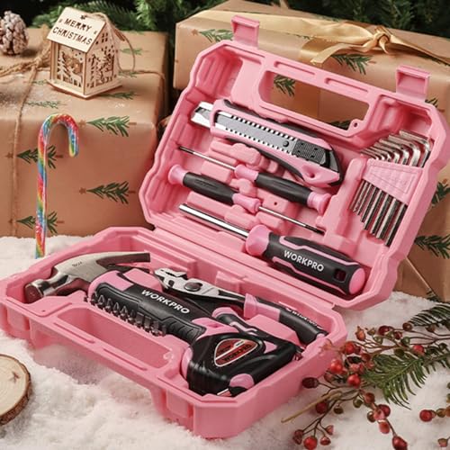 35-Piece Pink Tools Set, Household Tool Kit with Storage Toolbox, Basic Tool Set for Home, Garage, Apartment, Dorm, New House, Back to School - Pink Ribbon - view 2