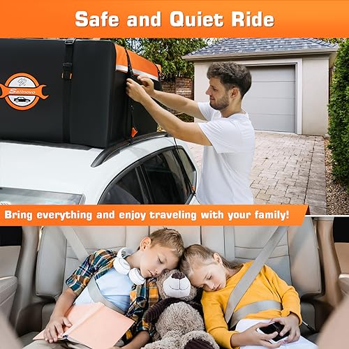 Rooftop Cargo Carrier 15 Cubic, Waterproof Car Roof Bag Soft-Shell Carriers Top Luggage Storage with Slip Mat, 4 Door Hooks & Heavy-Duty PVC for All Vehicle Roof with/Without Rack Cross Bar - view 6