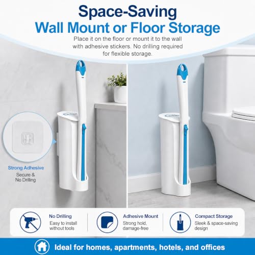Disposable Toilet Brush Set with 2 Holders, Wands & 60 Refills - view 4