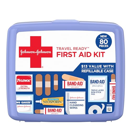 Travel Ready Portable Emergency First Aid Kit for Minor Wound Care & Brand Adhesive Bandage Family Variety Pack, Sheer & Clear Flexible Sterile Bandages - view 2