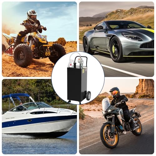 30 Gallon Fuel Caddy, Portable Gas Caddy, Transfer Fluid Diesel Gasoline Storage Tank Container with Fuel Transfer Rotary Hand Pump/Wheels for Boat ATV Car Motorcycle, Black - view 6