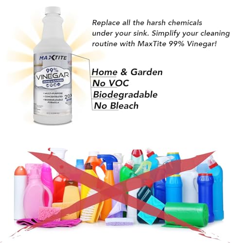 Maximum Strength 99% Vinegar for Home & Garden Cleaning (4 Pack of 32 oz Bottles) - 100% Natural Cleaning Solution - view 2