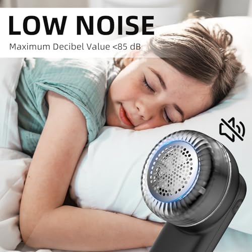 Fabric Shaver, Lint Remover Rechargeable with 3 Speeds, 6 Leaf Blades, Digital LED Display to Remove Fuzz Lint Balls for Clothes, Furniture, Sweater and Couch (Black) - view 5
