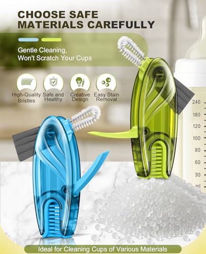 4 in 1 Cup Lid Gap Cleaning Brush Set 2 Pcs - Multifunctional Bottle Cleaning Brush Tools for Home Kitchen and Travel Cleaning | Portable Silicone Cup Lid Cleaner in 2 Colors - view 4