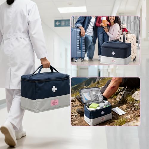 Medicine Travel Bag Organizer, Empty First Aid Box, for Home, Travel, Camping, Car, Hiking & Outdoor Emergencies, Travel Medicine Kit - view 5