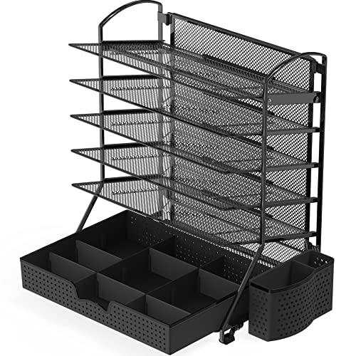 6-Tier Desk File Organizer w/Drawer & Pen Holder, Black - view 6