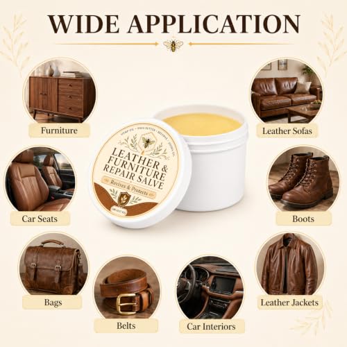 Leather & Furniture Repair Salve 4 oz, Leather Cleaner and Conditioner, Leather Conditioner and Leather Polish for Couch, Car Seats, Boots, Shoes, Bags and Furniture, Restores Natural Shine - view 6