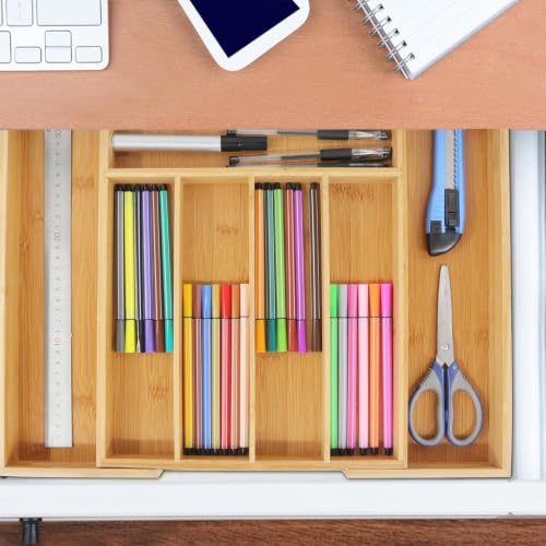 Bamboo Drawer Organizer, Medium, Natural - view 6