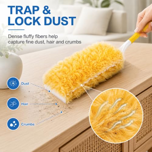 Duster Refills,Disposable Dusters for Cleaning,Heavy Duty Duster Refills, MultiSurface Dusting Wand,Dust Remover for Furniture,Blinds,Ceiling Fans&Home Cleaning Supplies (Orange, 25pcs) - view 5