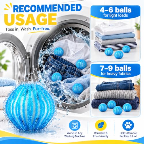 Pet Hair Remover for Laundry - 12 PCS Reusable Cat & Dog Laundry Hair Catcher for Washing Machine and Dryer, Laundry Lint Remover for Clothes, Bedding, Towels & Pet Blankets - view 6