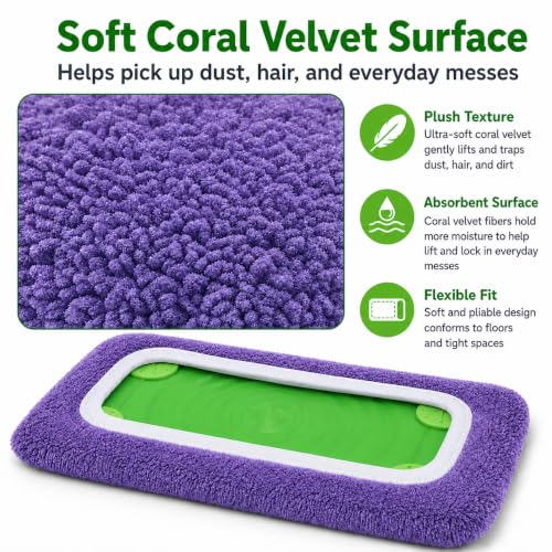 4 Pack Reusable Mop Pads Compatible with Swiffer Sweeper, Washable Microfiber Replacement Refills for Wet & Dry Floor Cleaning, Durable Mopping Cloths for Hardwood, Tile & Laminate (Purple) - view 4