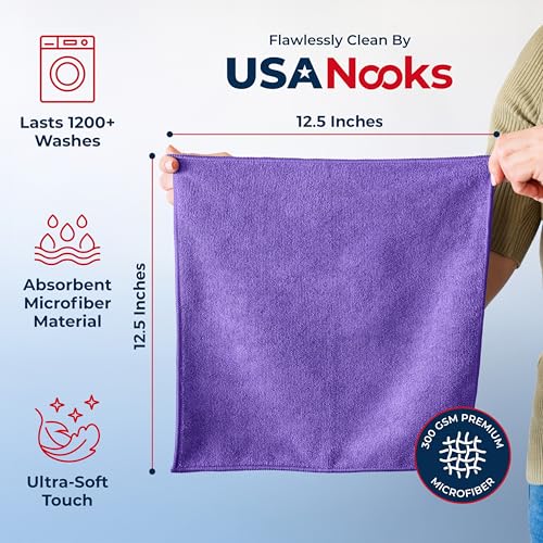 Premium 300GSM Microfiber Cleaning Cloth - 12.5"x12.5" High Performance - 1200 Washes, Ultra Absorbent Microfiber Towels for Cars Undercarriage, Rims & Engine Bay Cleaning - Microfiber Cloth - view 2