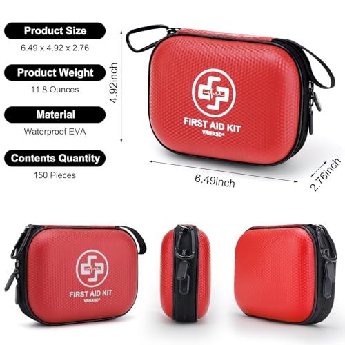 Mini First Aid Kit - 150 Piece Small Waterproof EVA Hard Shell Case - view 2