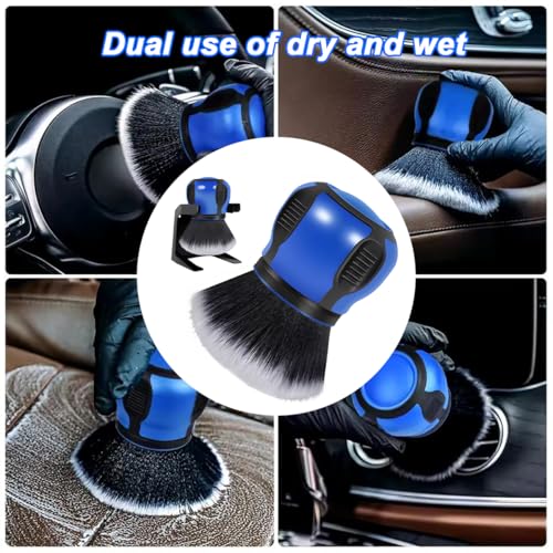 Car Detailing Brush, Ultra Soft Auto Interior Dusting Brush with Storage Rack, Car XL Synthetic Brush Cleaning Tool, Universal Covers Large Area Inside or Outside Vehicles(Blue/Style A) - view 5