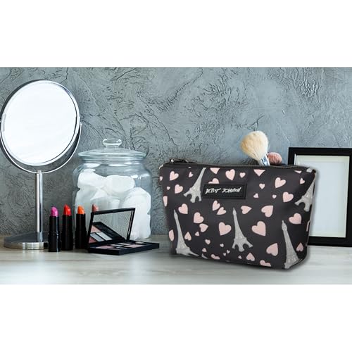 8.5 Inch Zipper Cosmetic Pouch Small Toiletry Bag Lightweight Durable Polyester Organizer with Inner Zipped Pocket Good For Makeup Accessories and Travel Needs (Paris Love) - view 4