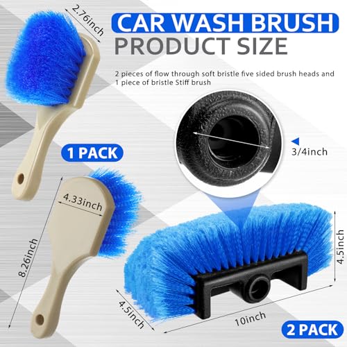 2 Pcs 10 Inch Car Wash Brush Head with Soft Detailing Bristle, Blue - view 2