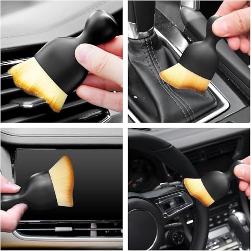Microfiber Car Detailing Brush – Dual Use for Wet & Dry Cleaning, Soft Bristles Interior Duster for Dashboard, Air Vents, Leather Seats, and Home Use - view 5