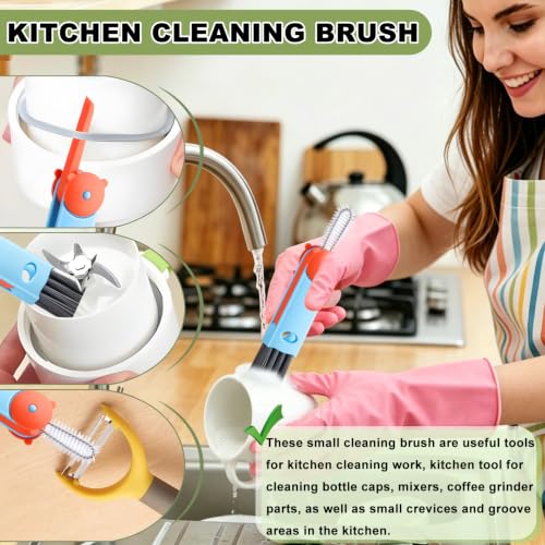 3 in 1 Cup Lid Gap Cleaning Brush, Multifunctional Bottle Lid Cleaner Brush, Home Kitchen Crevice Brush Cleaning Tools for Tight Spaces & Bottle Gaps, Portable Small Brush 3 PCS - view 3
