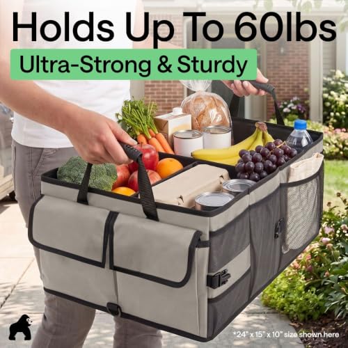 Trunk Organizer for SUV and Cars, Large Capacity, Beige - view 4
