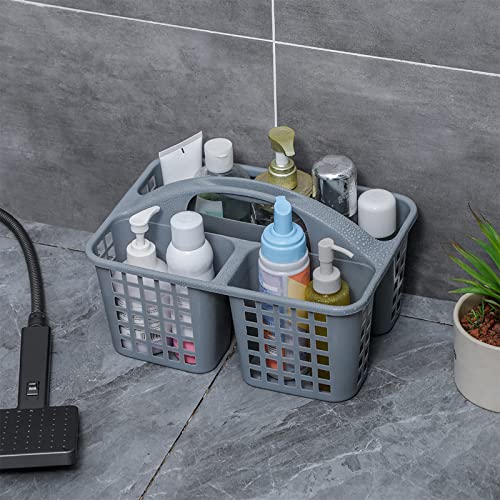 Portable Shower Caddy Basket Plastic Storage Basket with Compartments Grey - view 2
