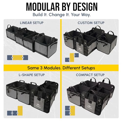 Extra Large Modular Collapsible Car Trunk Organizer System, Gray - view 2