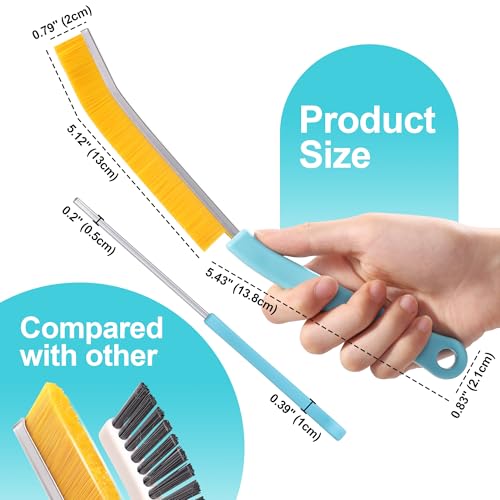 4 Pack Crevice Cleaning Brush, Turquoise Hard Bristle Grout Brush, House Cleaning Supplies, Magnetic Gap Cleaning Brush for Kitchen, Bathroom, Window, Toilet, Multifunctional Cleaning Tools - view 4