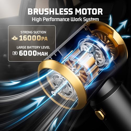 Cordless Handheld Car Vacuum Cleaner: 7-in-1 & 16000Pa Suction -Tar-Black - view 3