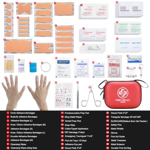Mini First Aid Kit - 150 Piece Small Waterproof EVA Hard Shell Case - view 3