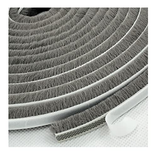 Weather Stripping Brush for Sliding Windows/Doors Frame Side,Pile Self Adhesive Weatherstrip Seal Strip Sealer Draft Stoppers (16.5ft x11/32 x 3/16 Brush inch, Grey)