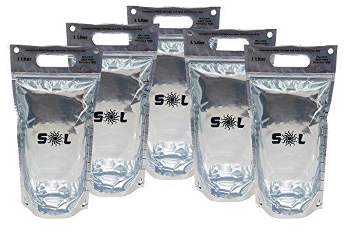 SOL Water Survivalist Bags – 1 Liter Zip Top Stand Up Water Bag Designed for Solar Water Disinfection. for Outdoors, Camping, Emergency Preparation, Survival Kits, and Bug Out Bags