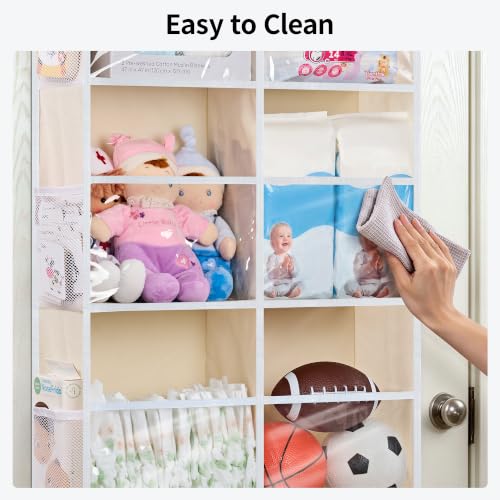 Over the Door Organizer, Extra Large Storage for Bedroom, Beige - view 6