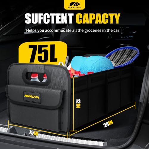 Car Trunk Organizer - 75L Foldable Car Storage for Grocery, Black - view 2