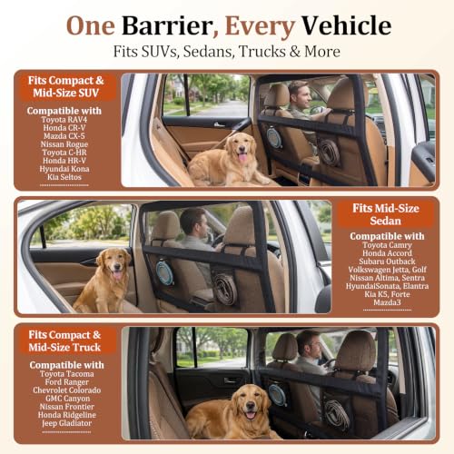 Dog Car Barrier for Cars SUVs Trucks – 50" Wide Pet Divider for Back Seat & Cargo Area, Heavy-Duty Metal Frame with Chew-Proof Transparent Mesh, Universal Fit Car Dog Gate for Travel Safety - view 4