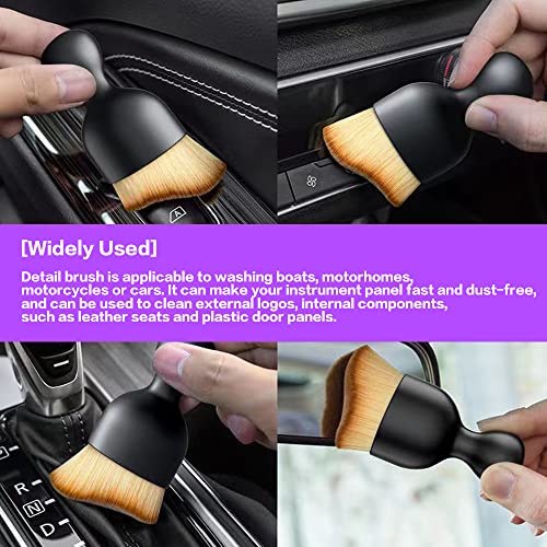 Car Interior Detailing Brush,Soft Bristle Cleaning Brush Car Detailing Brush Dusting Brush,Car Interior Cleaning Tool,Auto Detail Brush Car Dash Duster Brush (Black with Cap) - view 6