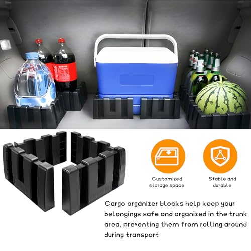 8PCS Multipurpose Cargo Organizer Blocks, Plastic Cargo Storage Organizer Blocks for Wool Carpet Trunk, Grocery Trunk Divider Cargo Containment System for Car SUV Van Trunk - view 4