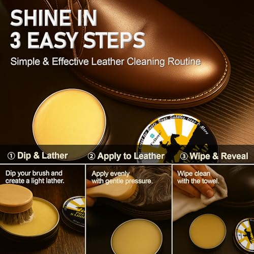 Saddle Soap for Leather – All-Natural 3-in-1 Leather Cleaner & Conditioner Kit with Horsehair Brush & Cloth – For Boots, Bags, Saddles, Car Interiors, Shoes 3.52oz - view 6