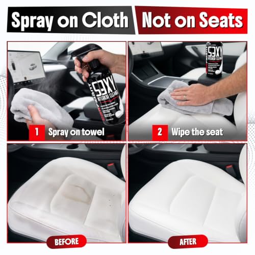 Tesla Interior Cleaner - White Seat & Stain Remover for Model 3, Y, X, S - Safe on Vegan Leather - Removes Dirt, Oils & Light Stains - No Residue - Light Citrus Scent - 16oz Kit - view 5