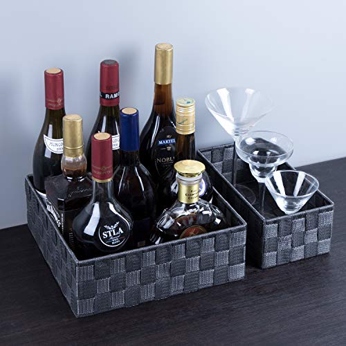 Woven Storage Baskets for Organizing, Small Baskets Cube Bin Container Tote Organizer Divider for Drawer, Closet, Shelf, Dresser, Set of 4(Dark Grey) - view 4
