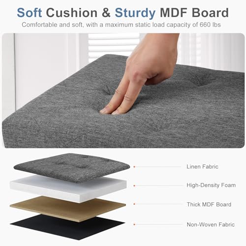 43 Inch Foldable Storage Ottoman Bench, Large Ottoman with Storage - view 5