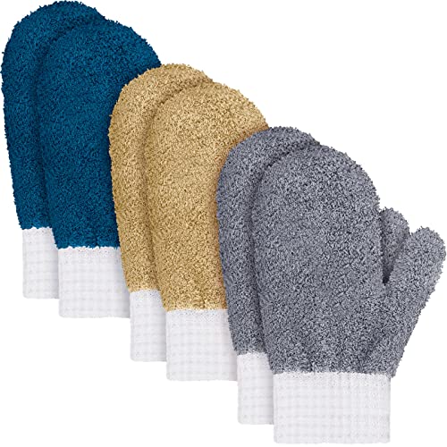 3 Pairs Microfiber Dusting Mitts with Thumb for House Cleaning