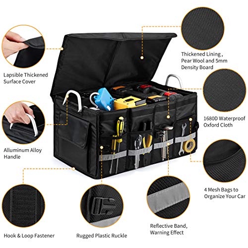 Car Trunk Organizer with Lid,Collapsible Car Trunk Storage Organizer,Multi-Compartment Car Organizer for auto, SUV, Truck, Minivan Black, X-Large - view 3