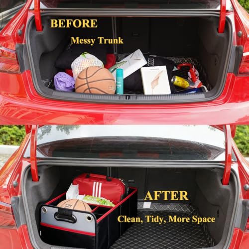 Car Trunk Organizer, Collapsible Auto Trunk Organizer Storage, Portable Grocery Cargo Container with Two Large Compartments for SUV, Vehicle, Truck, Home and Office - view 6